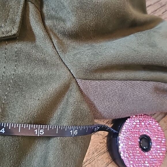 BCBGMAXAZRIA size S dark green suede moto jacket - Picture 5 of 11